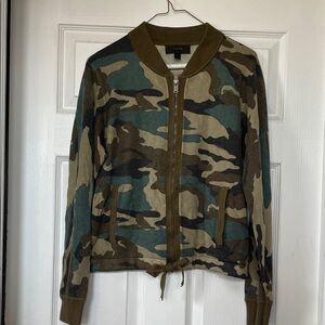J. Crew camouflage full zip Sweater Sz M